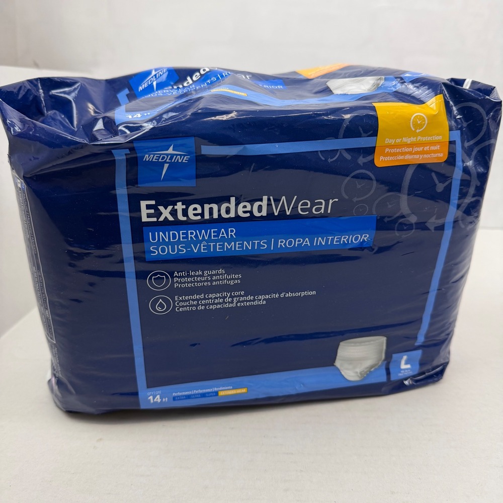 Medline Extended Wear Protective Underwear Size Large (14 Count)